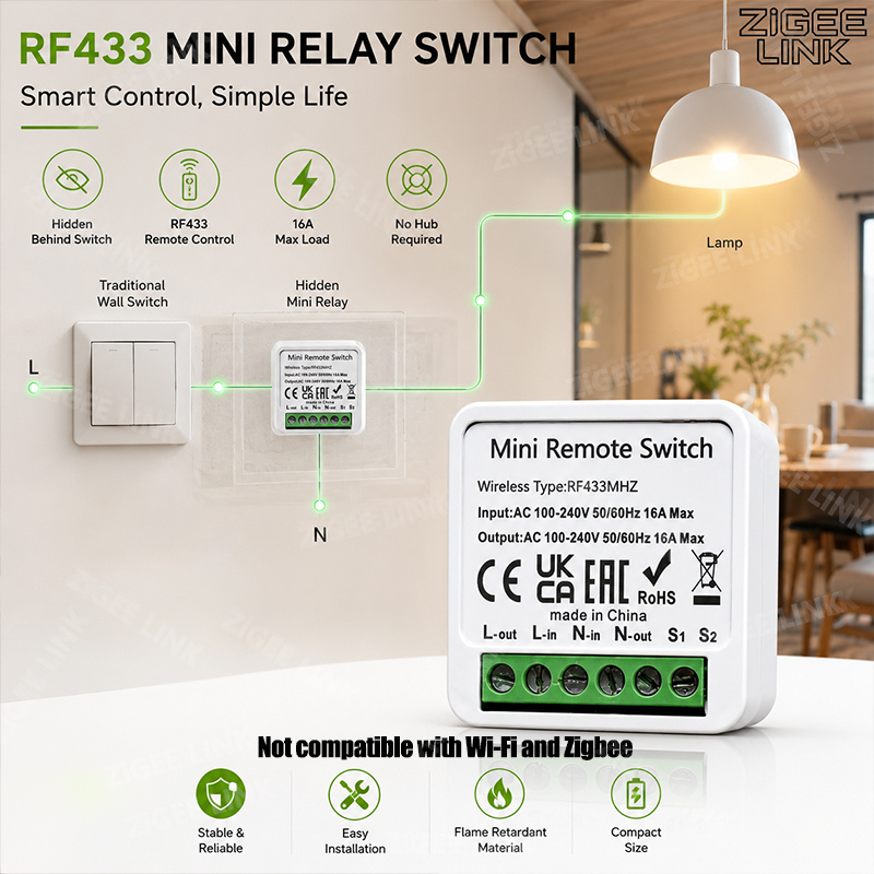 RF433MHz 16A Mini Smart Relay  - đánh giá và giá Home Automation Systems Diy